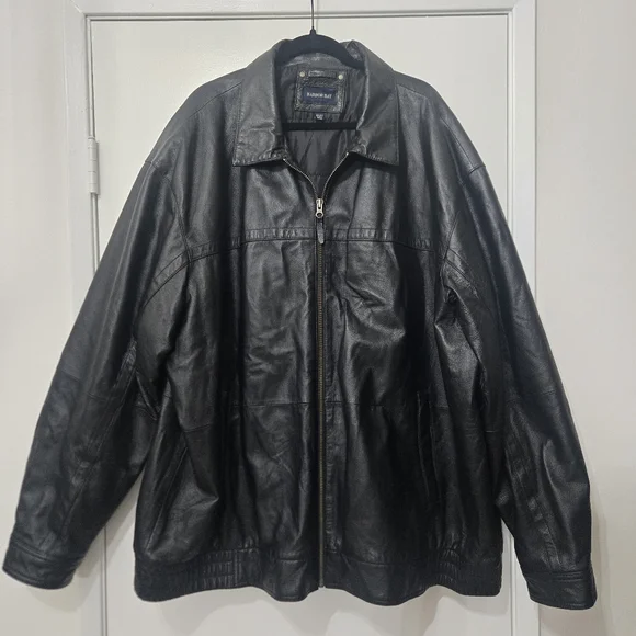 Harbor Bay Genuine Leather Black Biker Outlaw Jacket 4XL Tall - Picture 1 of 11